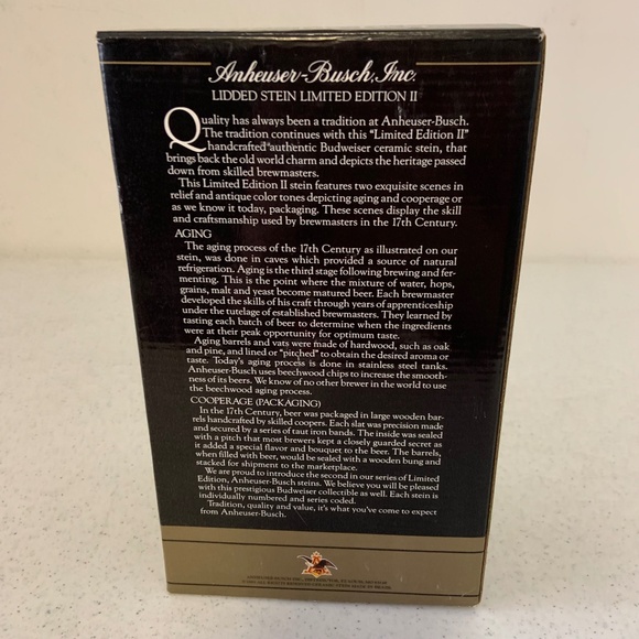 Vintage 1985 Anhueser Bush Limited Edition li Beer Stein in Box - Picture 8 of 8